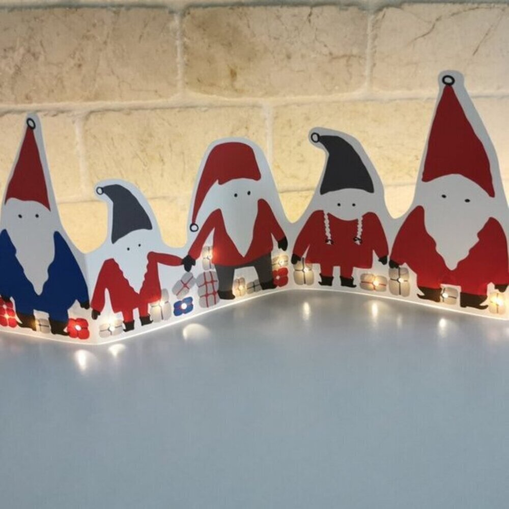 Ikea Strala Christmas Elves Light String 30" Gnomes Presents Holiday Decor